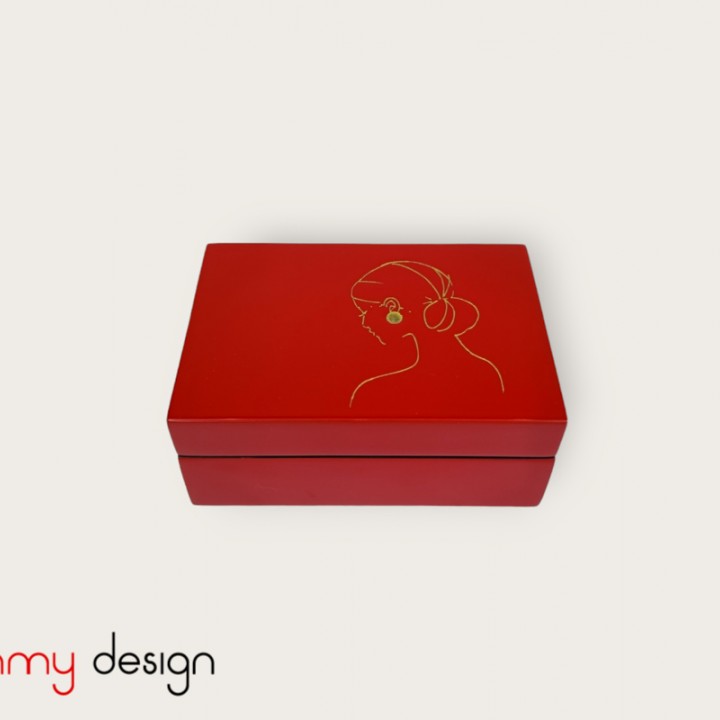 Rectangular business card lacquer box engraved with the girl